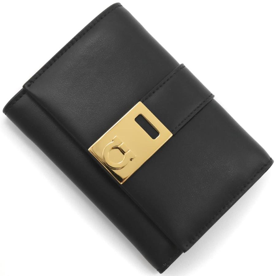 極美品✨️Salvatore Ferragamo　折り財布　ガンチーニ　ブラック FERRAGAMO フェラガモ 三つ折り財布 財布 レディース ガンチーニ