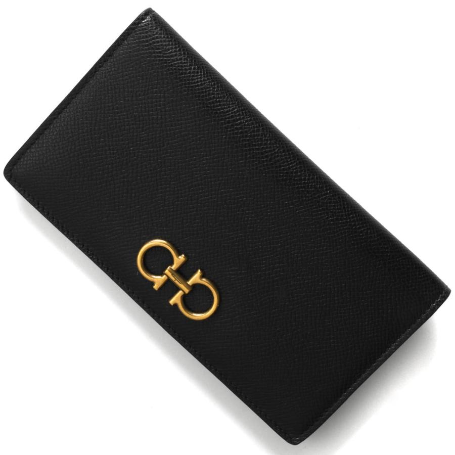 美品✨フェラガモ ダブルガンチーニ 金具 レザー 本革 ブラック 長財布 FERRAGAMO フェラガモ 長財布 財布 レディース ダブル
