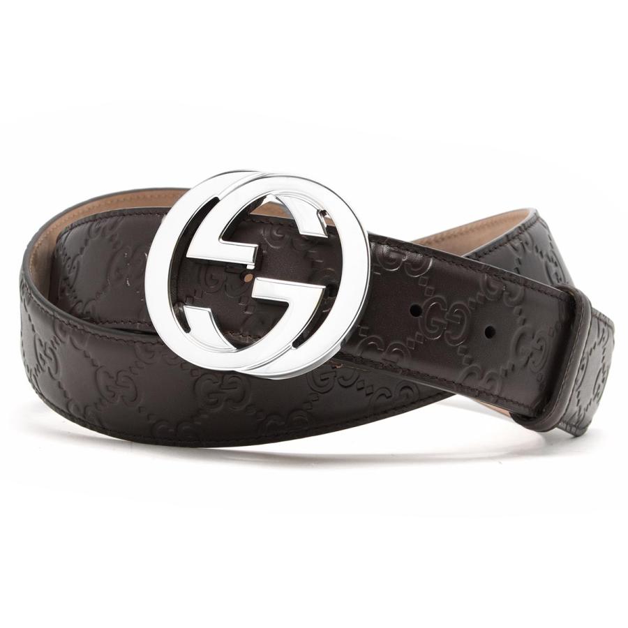 新品 グッチ GUCCI メンズベルト 411924-CWC1N-2140 ブラウン系 メンズ 送料無料   cp05 GUCCI（グッチ） ベルト メンズ GGシグネチャー ダークブラウン 411924