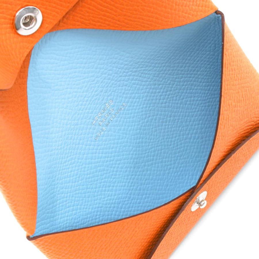 HERMES カルヴィ　セレスト エルメス カルヴィ デュオ セレスト ヴォーエプソン シルバー