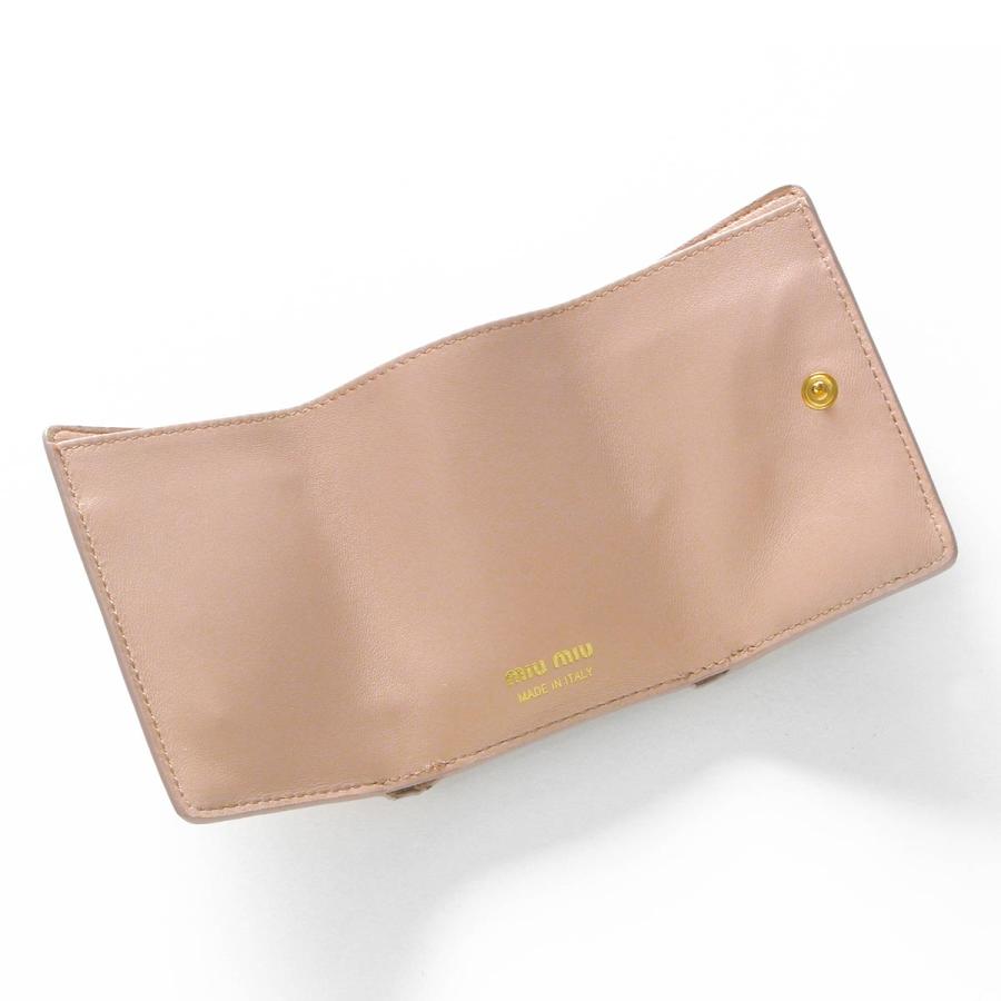 贅沢品 ミュウミュウ 三つ折り財布 ミニ財布 財布 レディース マドラス フィオーコ リボン オパールピンクベージュ 5MH021 2CKV F0D91 MIU MIU MIU ミュウ ミュウ 三つ折り財布 マドラスピンクベージュ
