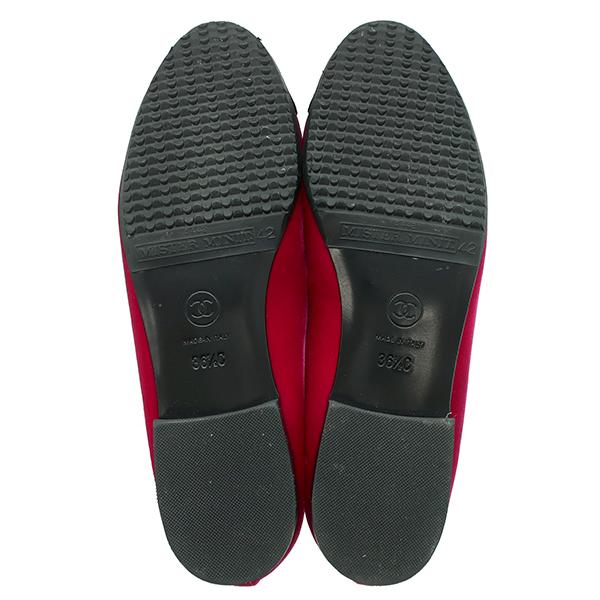 美品シャネルCHANELバレリーナ36.5 ベルベット バレエシューズ フラット