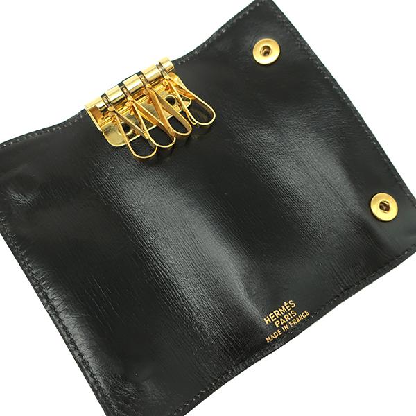 希少 エルメス キーケース 4連 ボックスカーフレザー ブラック HERMES エルメス キーケース 4連キーケース ボックスカーフ