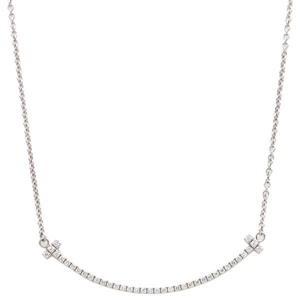 美品　ティファニーＴ　スマイル　シルバー　ネックレス Tiffanyシルバーネックレスt