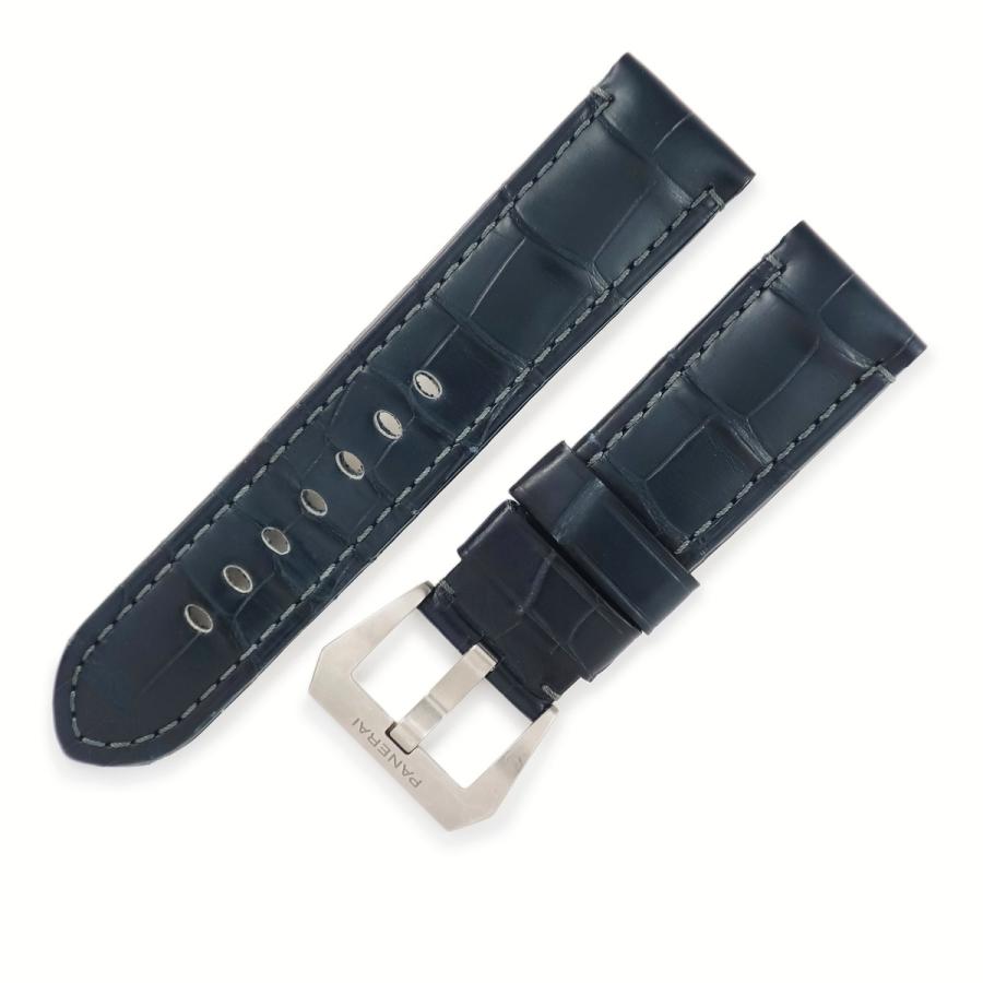 パネライ　純正　革ベルト　レザー　ストラップ　ネイビー　クロコ OFFICINE PANERAI パネライ 腕時計パーツ 純正 ルミノール用 クロコ