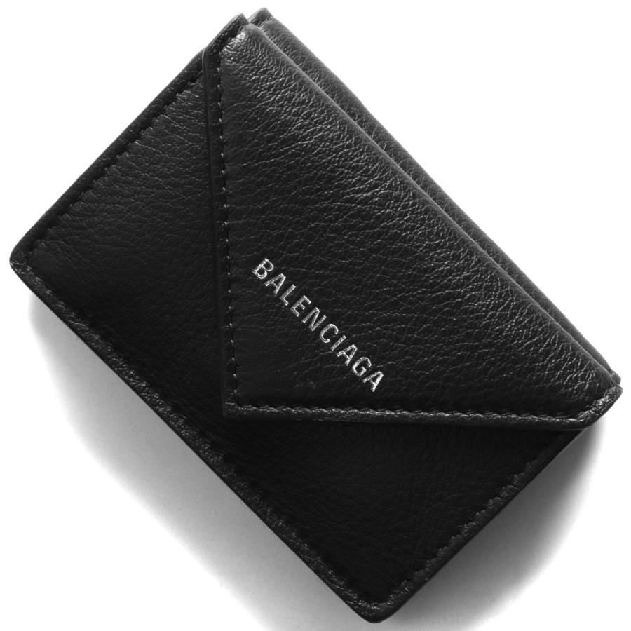バレンシアガ 三つ折り財布 財布 レディース ペーパー ミニ ブラック 
