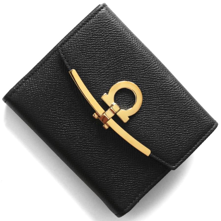 フェラガモ 二つ折り財布 財布 レディース ガンチーニ ブラック 22C877  