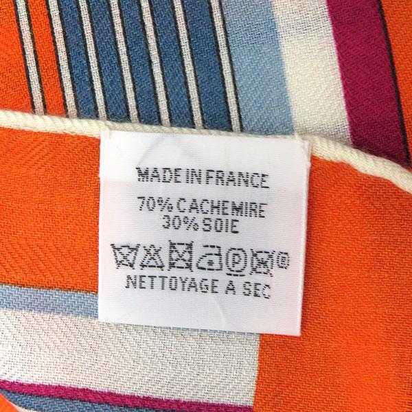 日本公式サイト エルメス HERMES スカーフ レクタングル 600 カシミヤ/シルク オレンジ×マルチカラー- 定番 人気 美品 