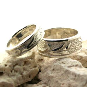 ペアリング シルバーリング 指輪 刻印 唐草 アラベスク 平打ちリング
