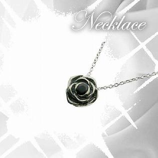 シルバーネックレス ブラックローズ Black Rose Bタイプ 薔薇モチーフ