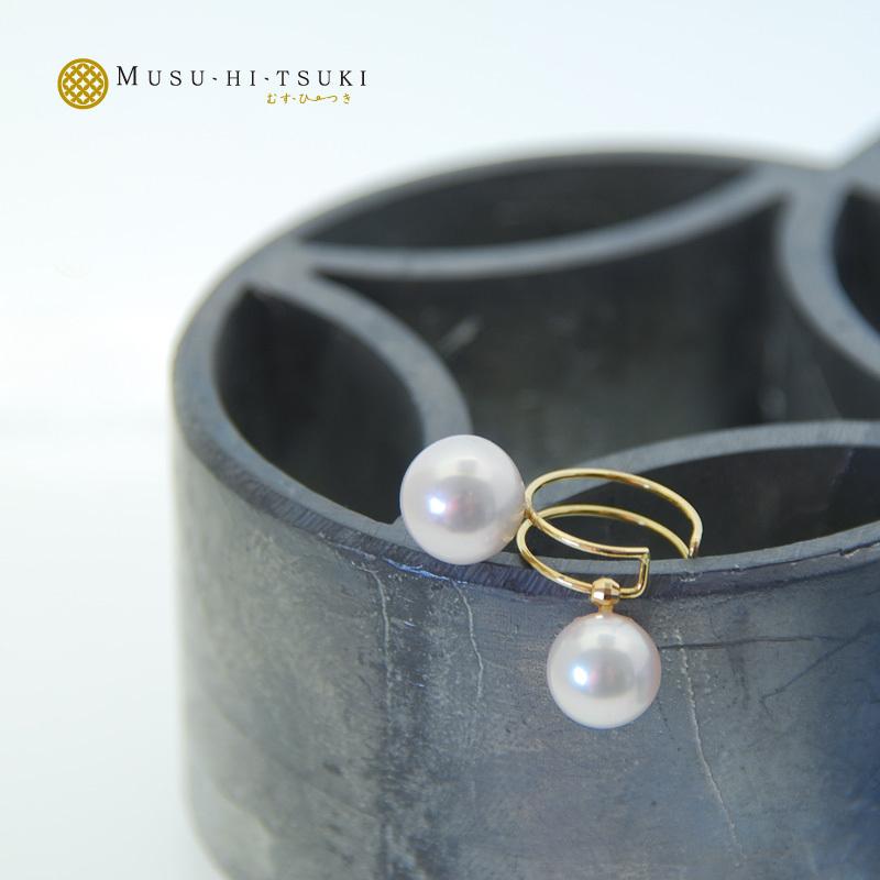 イヤーカフ パール K18 レディース アコヤ真珠 あこや真珠 イヤークリップ イヤリング 片耳 付け方 7.5-8mm 6,5-7mm