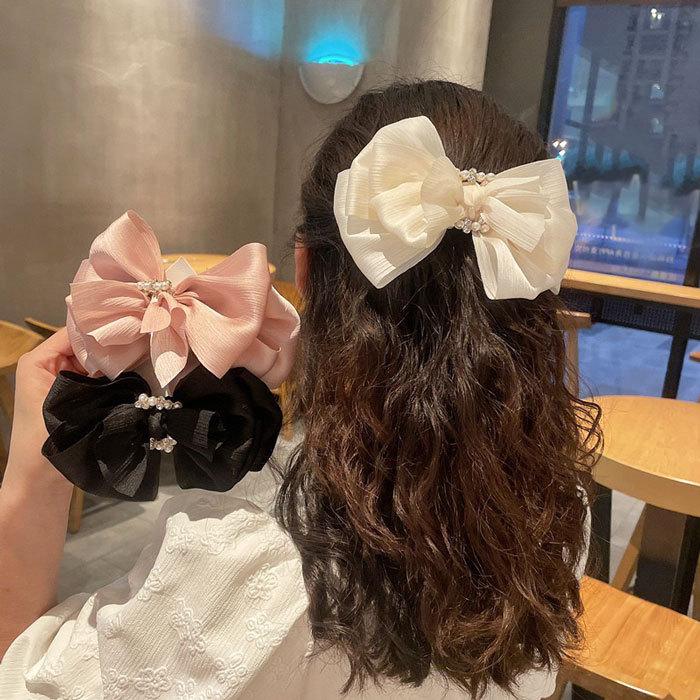 BLUE LEAF（ブルーリーフ） シフォンリボンバレッタ パールビーズ