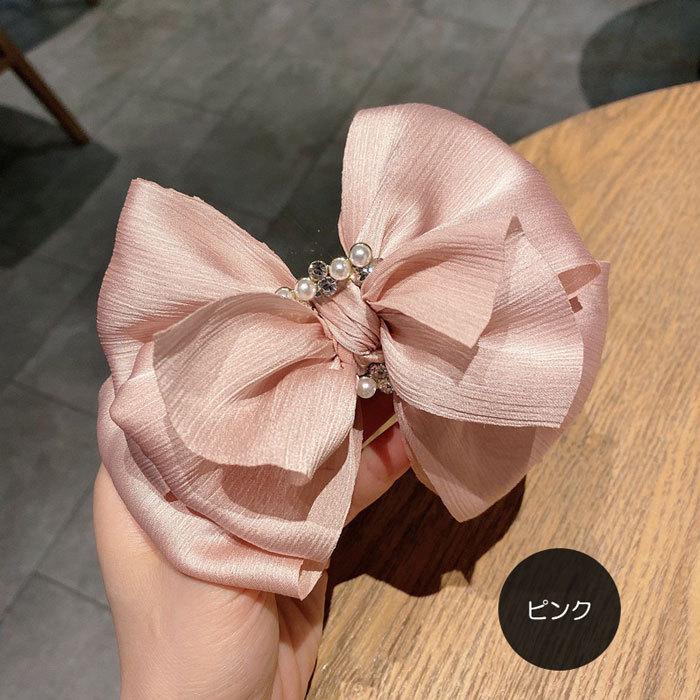 BLUE LEAF（ブルーリーフ） シフォンリボンバレッタ パールビーズ