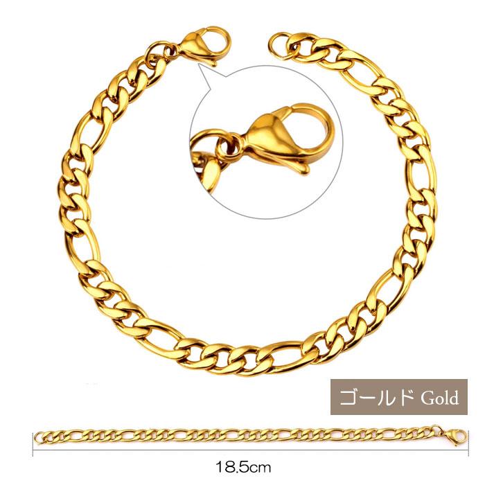 ブレスレット ステンレス フィガロチェーンブレス 5mm フィガロブレスレット シンプル 金属アレルギー ジュエリー チェーンブレス | BLUE LEAF | 10