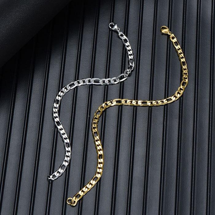 ブレスレット ステンレス フィガロチェーンブレス 5mm フィガロブレスレット シンプル 金属アレルギー ジュエリー チェーンブレス | BLUE LEAF | 08