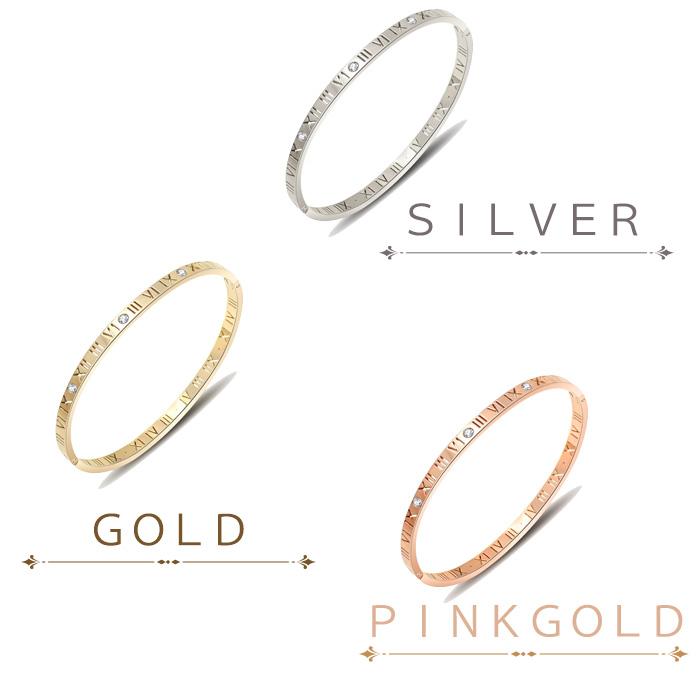 バングル ローマ字 CZダイヤ 4ｍｍ幅 大人可愛い シンプル ジュエリーレディース サージカルステンレス 金属アレルギー対応 | BLUE LEAF | 08
