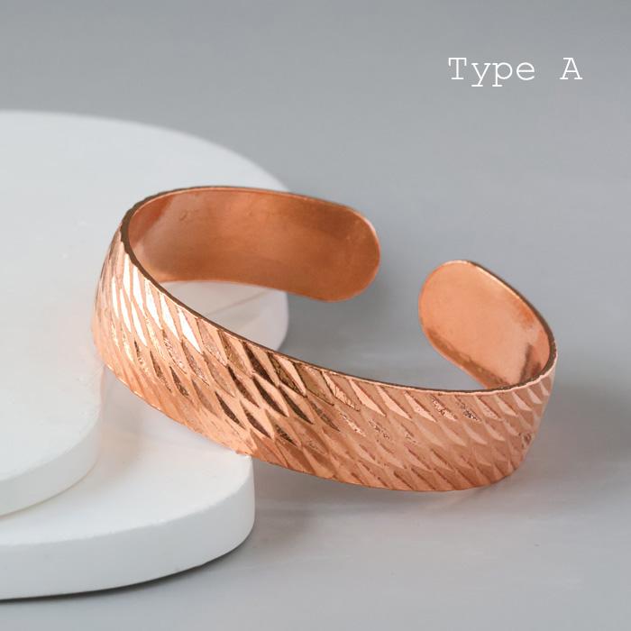 銅 純銅製 バングル ブレスレット レディース メンズ 女性 男性 ブレス  シンプル アクセント 太め 細め アクセサリー | BLUE LEAF | 01