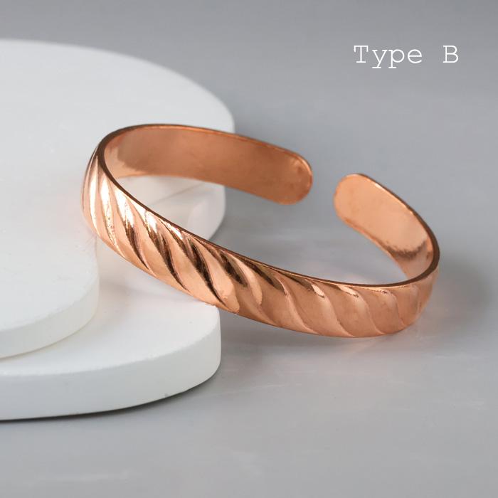 銅 純銅製 バングル ブレスレット レディース メンズ 女性 男性 ブレス  シンプル アクセント 太め 細め アクセサリー | BLUE LEAF | 03