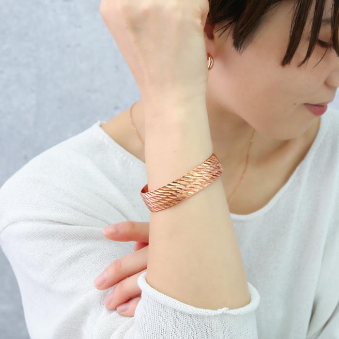 銅 純銅製 バングル ブレスレット レディース メンズ 女性 男性 ブレス  シンプル アクセント 太め 細め アクセサリー | BLUE LEAF | 07