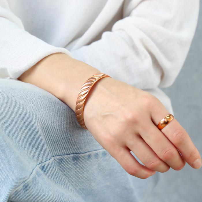 銅 純銅製 バングル ブレスレット レディース メンズ 女性 男性 ブレス  シンプル アクセント 太め 細め アクセサリー | BLUE LEAF | 09