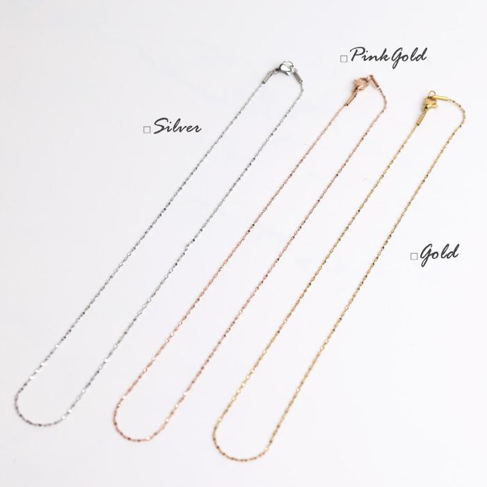 ステンレス ネックレス チェーン ペタルチェーン 40cm 45cm 50cm 金属アレルギー対応 k18コーティング シルバー  ゴールド ピンクゴールド | BLUE LEAF | 01