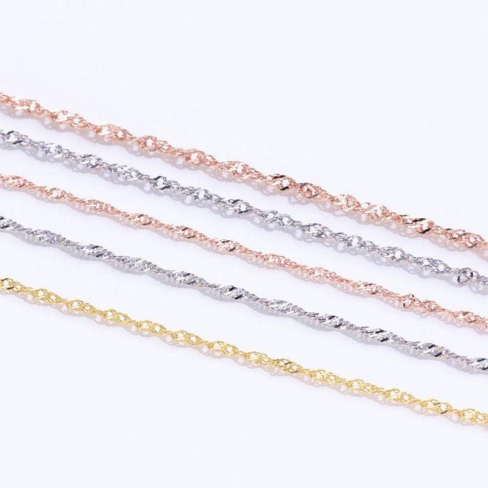 スクリューチェーン 2.5mm 40cm 45cm チェーン ステンレス ネックレス ステンレスチェーン スクリュー 低アレルギー 男女兼用 ハンドメイド 素材 | BLUE LEAF | 10