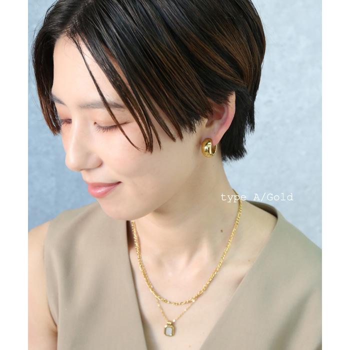 イヤーカフ カフイヤリング ぷっくり 選べる 2タイプ 2way ピアス見え バネ式 サージカルステンレス SUS316  片耳用ドロップ 大ぶり k18コーティング | BLUE LEAF | 14