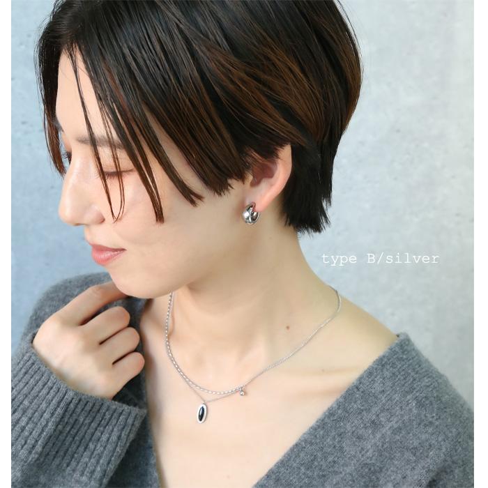 イヤーカフ カフイヤリング ぷっくり 選べる 2タイプ 2way ピアス見え バネ式 サージカルステンレス SUS316  片耳用ドロップ 大ぶり k18コーティング | BLUE LEAF | 08