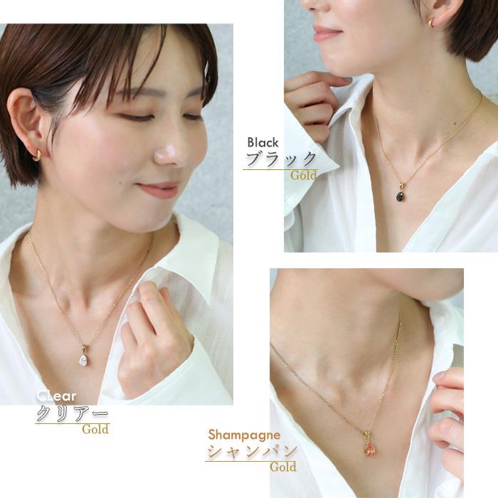 BLUE LEAF ネックレス CZダイヤ 雫 しずく あずきチェーン 金属 BLUE LEAF ネックレス CZダイヤ 雫 しずく あずきチェーン 金属