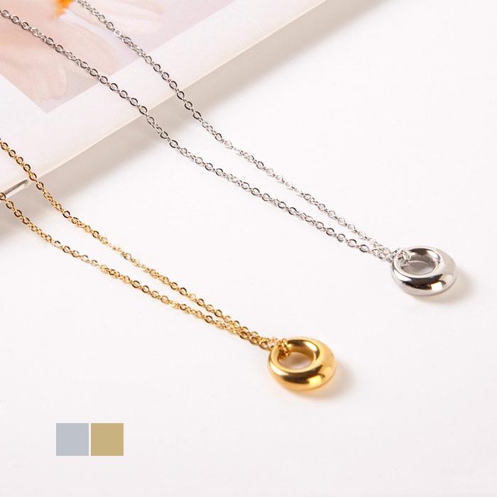 BLUE LEAF ステンレス ネックレス 円形 あずきチェーン 金属アレルギー 