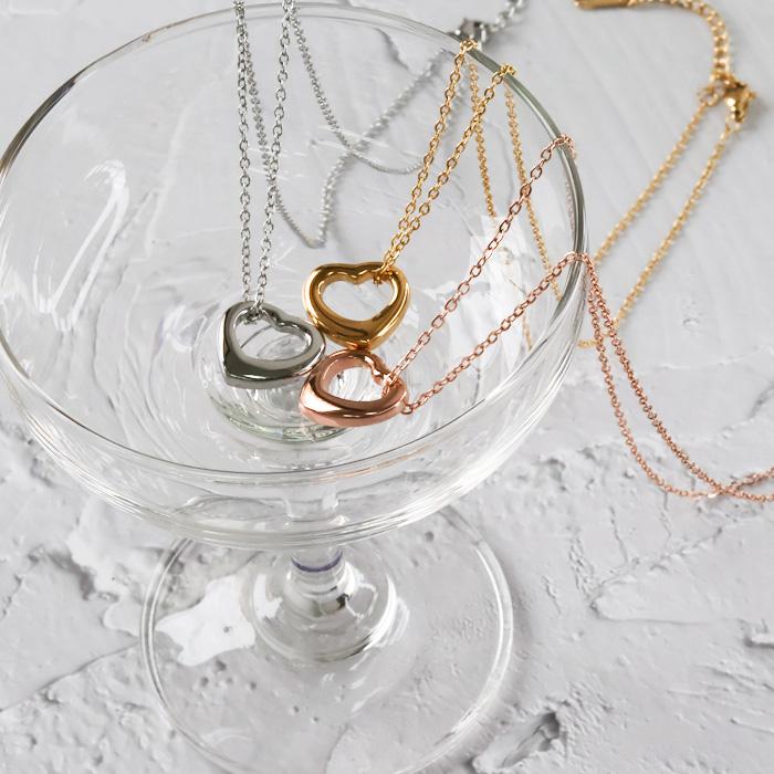 BLUE LEAF（ブルーリーフ） ステンレス ネックレス ハート オープン