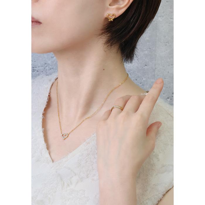 BLUE LEAF（ブルーリーフ） ステンレス ネックレス ハート CZダイヤ