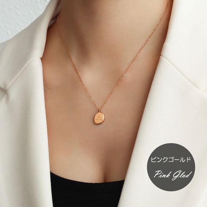 BLUE LEAF（ブルーリーフ） ステンレス ネックレス 楕円形 英語 あずき