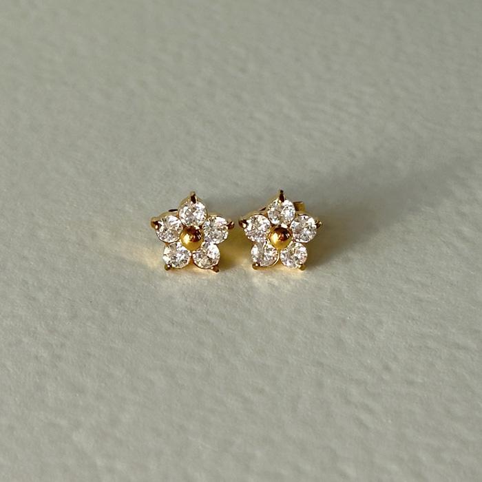 革花アクセサリー ブルーポピーのピアス ハンドメイド 304サージカル