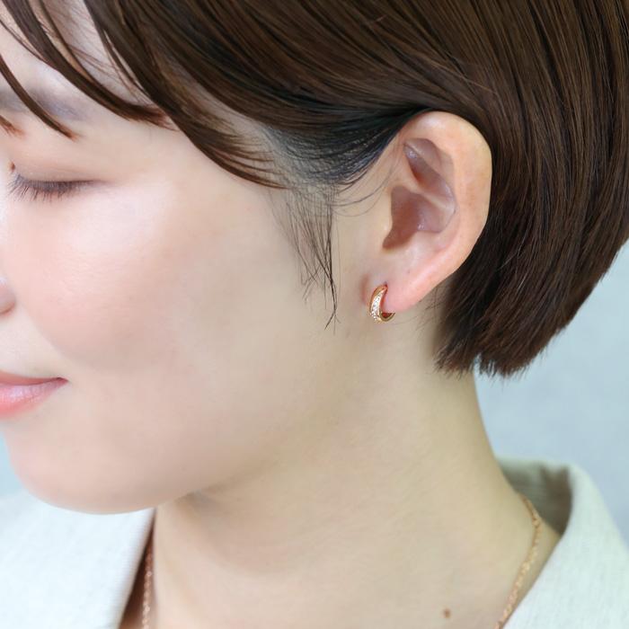 BLUE LEAF ピアス フープ 小ぶり 小さめ CZダイヤ キュービック BLUE LEAF ピアス フープ 小ぶり 小さめ CZダイヤ キュービック
