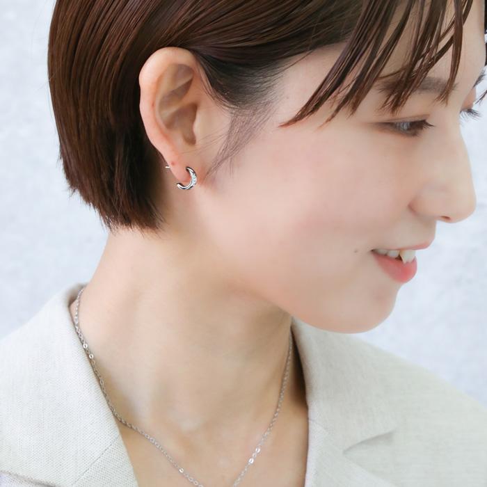 BLUE LEAF ピアス フープ 小ぶり 小さめ CZダイヤ キュービック BLUE LEAF ピアス フープ 小ぶり 小さめ CZダイヤ キュービック