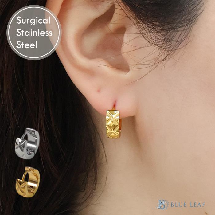 BLUE LEAF（ブルーリーフ） New ピアス フープピアス キルティング 中 