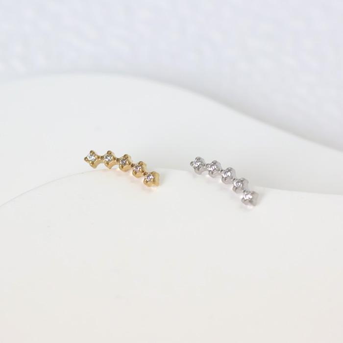 BLUE LEAF（ブルーリーフ） ピアス カーブ CZダイヤ 5個 アーチ 小ぶり