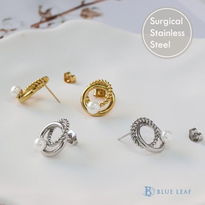 BLUE LEAF（ブルーリーフ） ピアス 二連 サークル ツイスト フェイク 