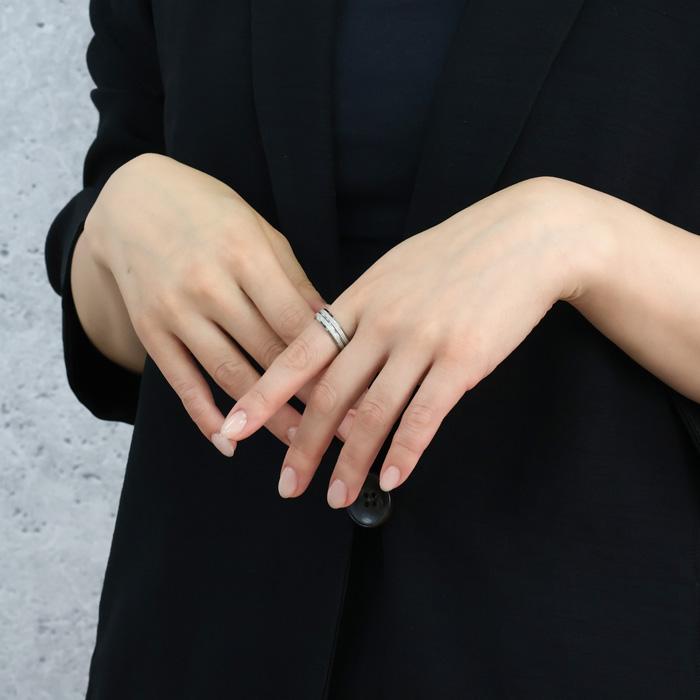 リング 指輪 6mm 砂目加工 ダブルライン ステンレスリング ペアリング 大人可愛い 金属アレルギー ゴールド シルバー 男女兼用 ニッケルフリー k18コーティング | BLUE LEAF | 12