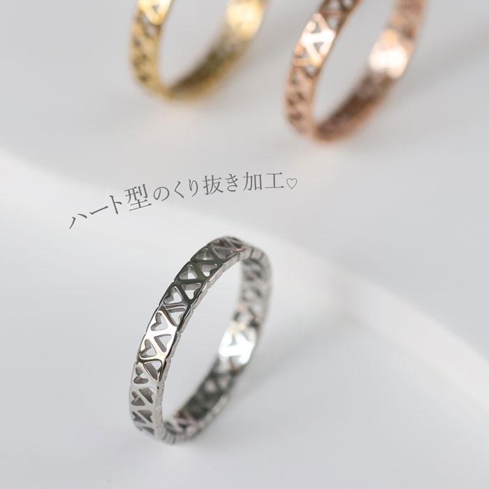 リング 指輪 3mm ハート型 ステンレスリング ペアリング ジュエリー アクセサリー サージカルステンレス 316 金属アレルギー対応 | BLUE LEAF | 04