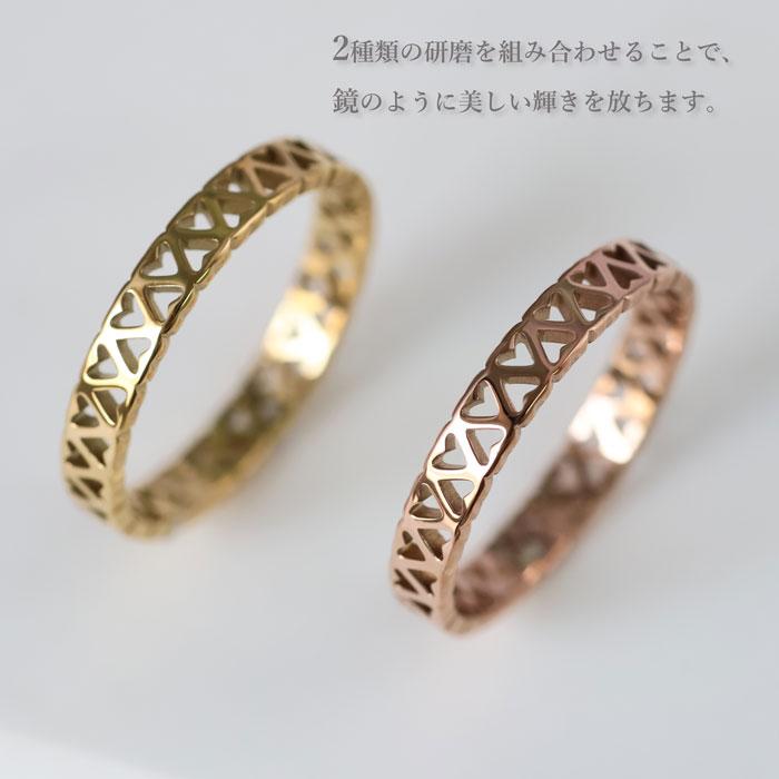 リング 指輪 3mm ハート型 ステンレスリング ペアリング ジュエリー アクセサリー サージカルステンレス 316 金属アレルギー対応 | BLUE LEAF | 05