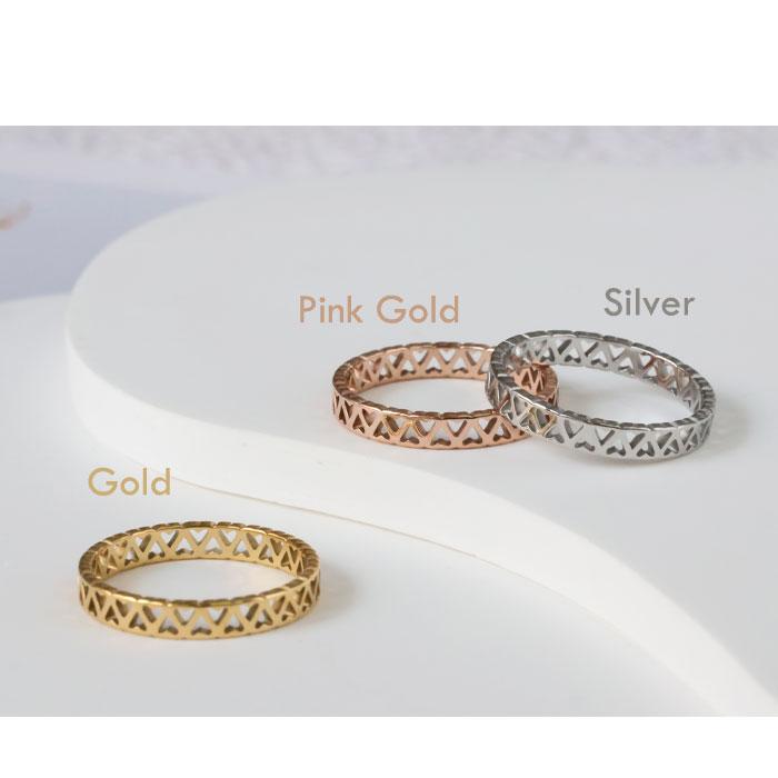 リング 指輪 3mm ハート型 ステンレスリング ペアリング ジュエリー アクセサリー サージカルステンレス 316 金属アレルギー対応 | BLUE LEAF | 07