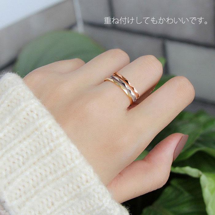 リング 指輪 V字カット 1mm ステンレス 極細 安心素材 大人可愛い ジュエリー 金属アレルギー ピンキーリング アクセサリー ファランジリング | BLUE LEAF | 12