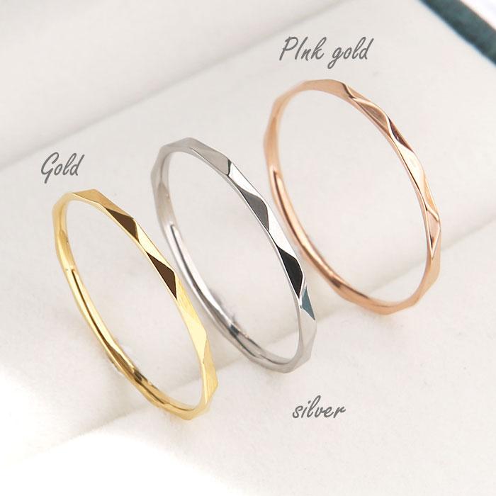 リング 指輪 V字カット 1mm ステンレス 極細 安心素材 大人可愛い ジュエリー 金属アレルギー ピンキーリング アクセサリー ファランジリング | BLUE LEAF | 15