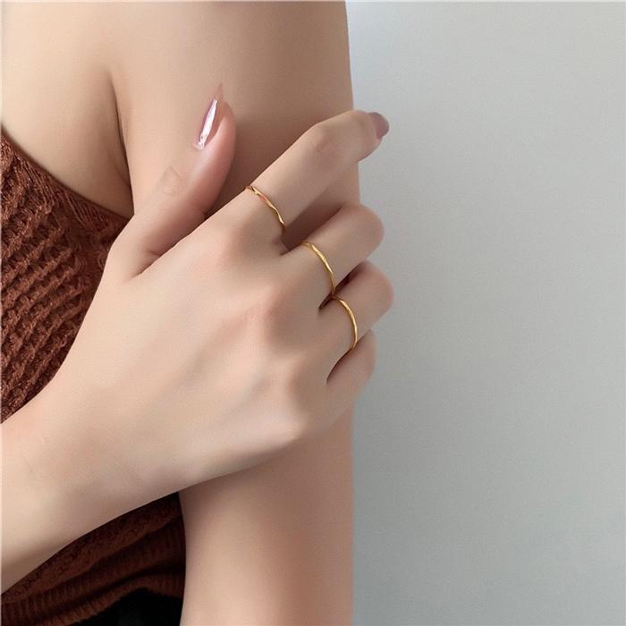 リング 指輪 V字カット 1mm ステンレス 極細 安心素材 大人可愛い ジュエリー 金属アレルギー ピンキーリング アクセサリー ファランジリング | BLUE LEAF | 02