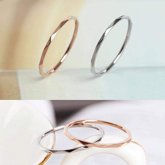 リング 指輪 V字カット 1mm ステンレス 極細 安心素材 大人可愛い ジュエリー 金属アレルギー ピンキーリング アクセサリー ファランジリング | BLUE LEAF | 09