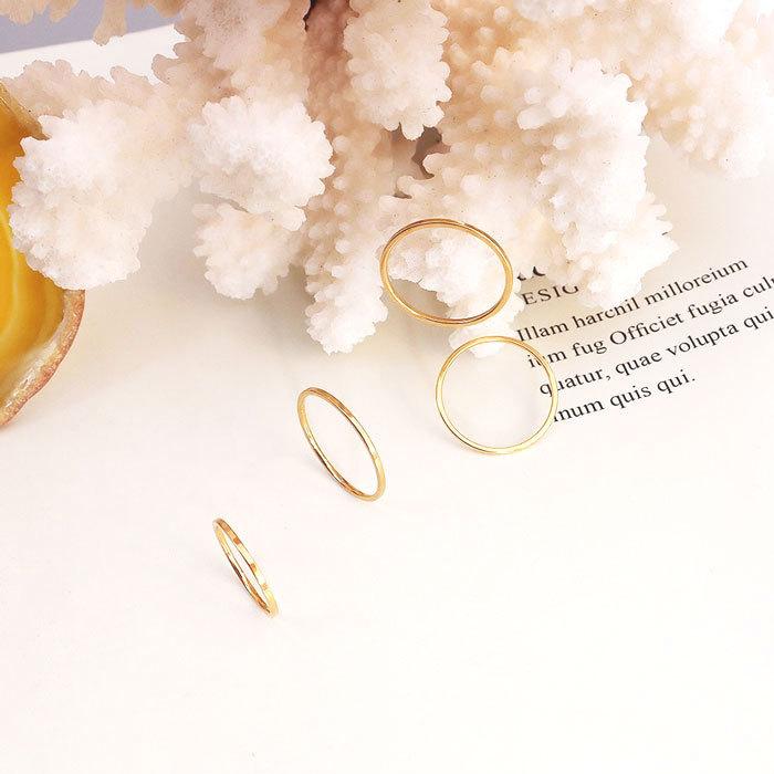 リング 指輪 1mm 極細 ステンレスリング 安心素材 ジュエリー 金属アレルギー ピンキーリング アクセサリー ファランジリング マリッジリング | BLUE LEAF | 13