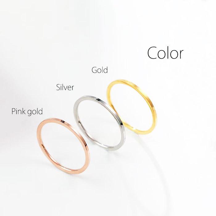 リング 指輪 1mm 極細 ステンレスリング 安心素材 ジュエリー 金属アレルギー ピンキーリング アクセサリー ファランジリング マリッジリング | BLUE LEAF | 14