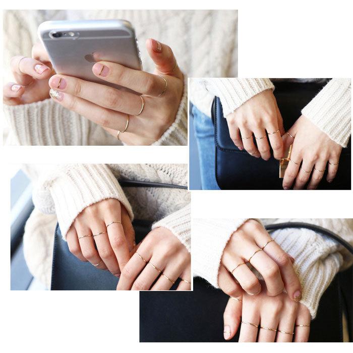 リング 指輪 1mm 極細 ステンレスリング 安心素材 ジュエリー 金属アレルギー ピンキーリング アクセサリー ファランジリング マリッジリング | BLUE LEAF | 06